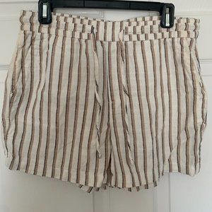 Old Navy Natural Striped High Rise Linen Blend Pull On Shorts Size MEDIUM